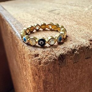 Evil eye Sterling silver plated cubic zirconia boho blue gold layering designer